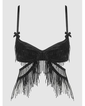 Frederick's of Hollywood Lune Beaded Longline Bra - Black