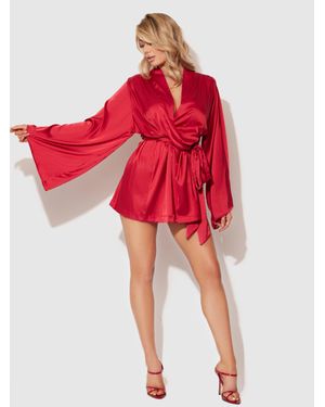 Frederick's of Hollywood Petra Satin Short Robe - Red