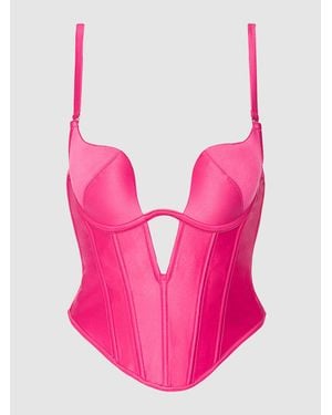 Frederick's of Hollywood Rising Star Plunge Push Up Bustier - Pink