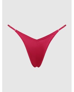 Frederick's of Hollywood Petra Slider Side Satin Thong - Red