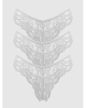 Frederick's of Hollywood Jessica Lace Tanga 3 Pack - White