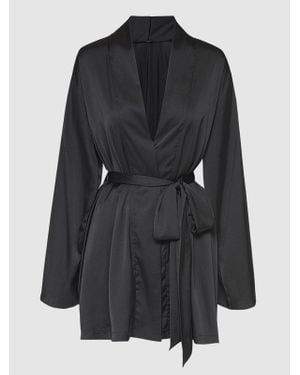 Frederick's of Hollywood Petra Satin Short Robe - Black