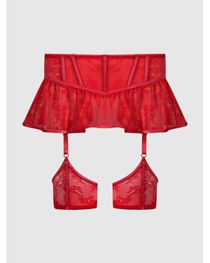 Frederick's of Hollywood Hendrix Faux Leather Thong With Detachable Fringe  in Red | Lyst