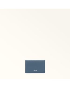 Furla Project Card Case Grigio Blu Milos Textured Calf Leather - Blue