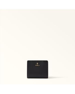 Furla Camelia Compact Wallet Nero Textured Leather - Black