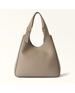 Furla Dora Borsa Shopping Cachemire Pelle Granata Doppia Nisos Donna - Grigio