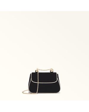 Furla Heather Mini Bag Toni Nero Velvet + Piping Metal - Black