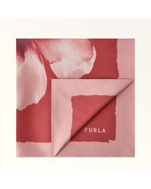 Furla Nuvola Foulard Toni Cloudy Twill Di Seta Con Stampa Gardenia Donna - Rosa