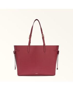 Furla Ava Tote Ciliegia D Double Pebble Calf Leather - Red
