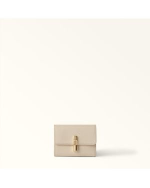Furla Iride Compact Wallet Butter Textured Leather - Natural