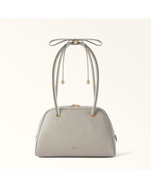 Furla Poppy Dome Stone Diamond Grained Leather + Sidney Calf Leather - Grey