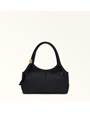 Furla Planeta Shoulder Bag Nero Keria Grained Calf Leather - Black