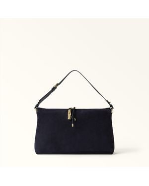 Furla Debby Borsa A Spalla L Toni Mediterraneo Camoscio + Pelle Di Vitello Sidney Donna - Blu