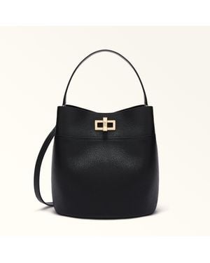 Furla Amelia Borsa A Secchiello S Pelle Di Vitello Granata Donna - Nero