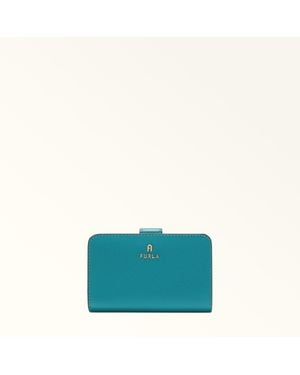 Furla Camelia Compact Wallet Amatore Textured Leather - Blue