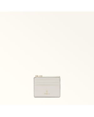 Furla Camelia Card Case Panna Textured Leather - White