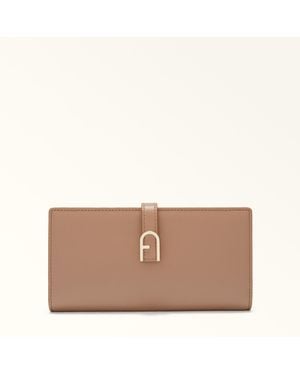 Furla Flow Portafoglio Continental Greige Pelle Di Vitello Claris Lux Donna - Neutro