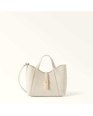 Furla Goccia Shoulder Bag Panna Night Calf Leather + Sidney Calf Leather - Natural