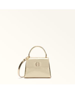 Furla 1927 Top Handle Mini Leather With Python Whips Lame' Print - Natural