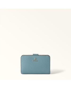 Furla Camelia Compact Wallet Cloud Textured Leather - Blue