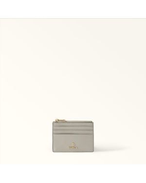 Furla Camelia Card Case Stone Textured Leather - Grey
