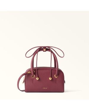 Furla Poppy Dome-Tasche Apple Leder Mit Rautennarbung + Sidney-Kalbsleder Damen - Lila