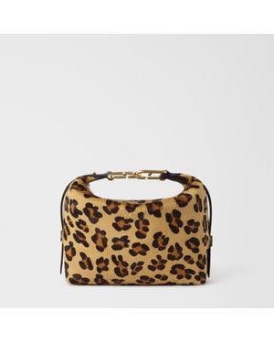 Furla Tonie Shoulder Bag Toni Cioccolato Leopard Print Pony Calf Leather - Metallic