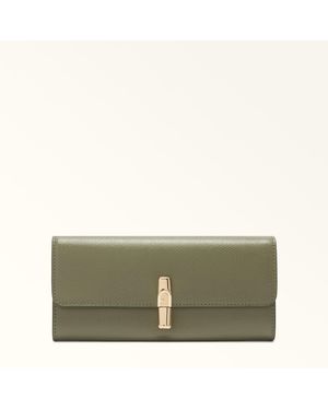 Furla Iride Continental Wallet Avocado Textured Leather - Green