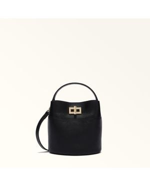 Furla Amelia Borsa A Secchiello L Pelle Di Vitello Granata Donna - Nero
