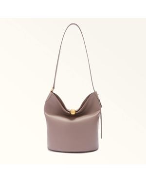Furla Sfera Soft Beuteltasche Mauve Verona Kalbsleder Damen - Braun