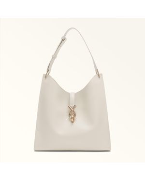 Furla Mianova Borsa A Spalla Perla E Pelle Di Vitello Ferrara Donna - Bianco