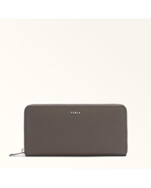 Furla Project Zip-Around-Portemonnaie Moka Strukturiertes Kalbsleder Milos + Kostbares Kalbsleder Herren - Grau