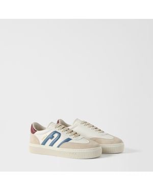 Furla Allegra Baskets Talco H Cuir De Veau Tricolore + Daim Femme - Blanc
