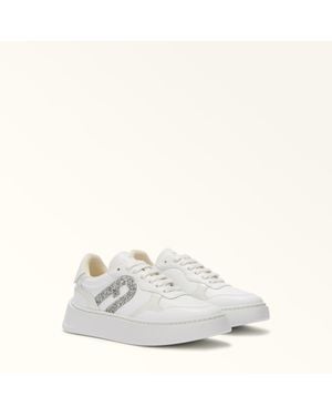 Furla Sport Trainers Talco H Calf Leather + Coated Fabric + Grained Patent Leather - White
