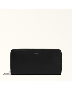 Furla Project Zip-Around-Portemonnaie Nero Strukturiertes Kalbsleder Milos Herren - Schwarz