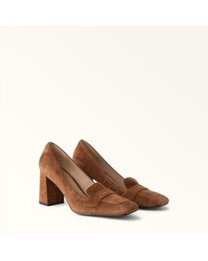 Furla Solid Pump Cognac H Suede - Brown