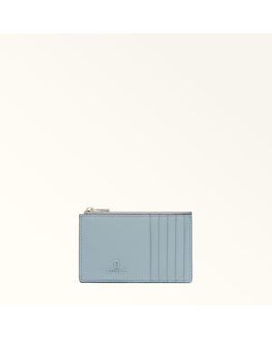 Furla Camelia Porta Carte Di Credito Toni Cirro Pelle Di Vitello Sidney Con Stampa Bear Hug Donna - Blu
