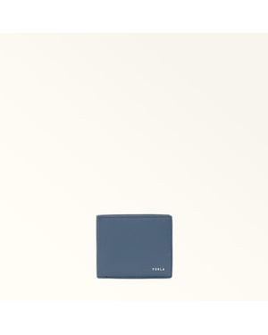 Furla Project Bi-Fold Wallet Grigio Blu Milos Textured Calf Leather - Blue