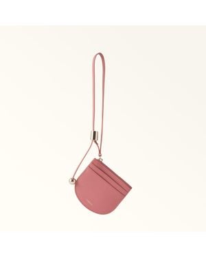 Furla Laura Card Case Rosewood Textured Leather - Pink