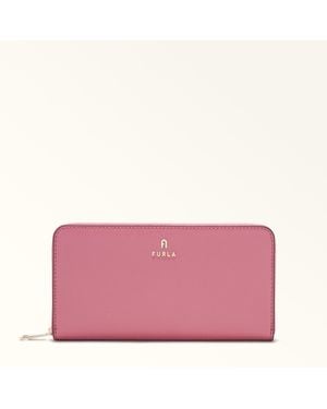 Furla Camelia Zip Around Blush Textured Leather - Pink