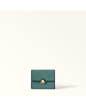 Furla Sfera Portafoglio Compatto Edera Pelle Di Vitello Sidney Bicolore Donna - Verde