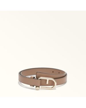 Furla Nuvola Fixed Belt Greige Claris Lux Calf Leather - Brown