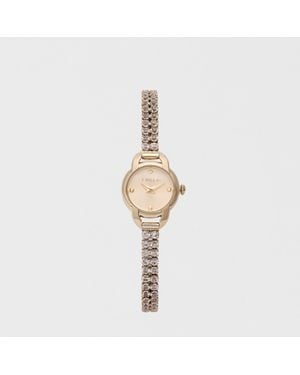 Furla Mini Shape Orologio Con Cassa Tonda Metallo + Strass Donna - Metallizzato