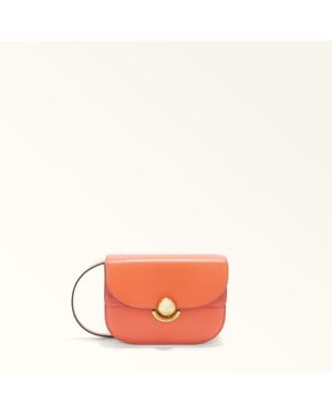Furla Sfera Sac À Bandoulière Mini Paprika Cuir De Veau Souple + Daim Femme - Orange
