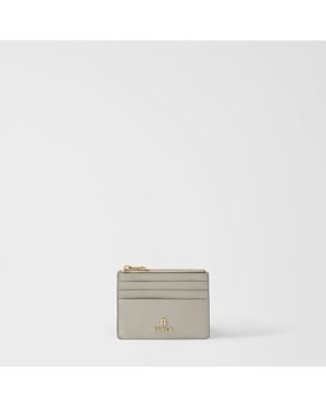 Furla Camelia Card Case Stone Textured Leather - Grey