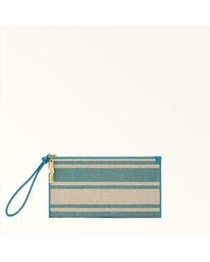 Furla Iride Envelope Toni Amatore Canvas Stripes Fabric - Green