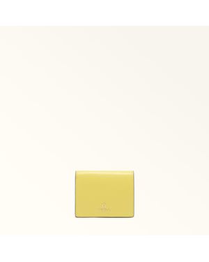 Furla Camelia Compact Wallet M Textured Leather - Yellow