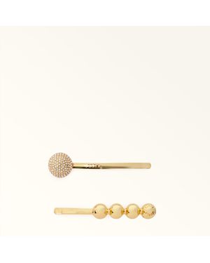 Furla Sfera Hairclip Metal + Strass - Natural