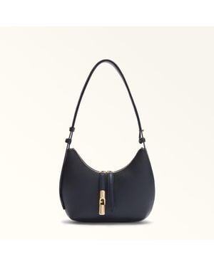 Furla Goccia Shoulder Bag Ink Night Calf Leather + Sidney Calf Leather - Blue