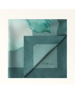 Furla Nuvola Sciarpa Toni Edera Twill Di Seta Con Stampa Botanica Donna - Verde